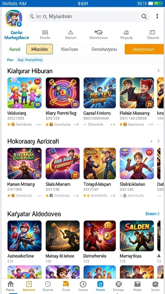 Tampilan karakter yang menarik dan berwarna-warni.